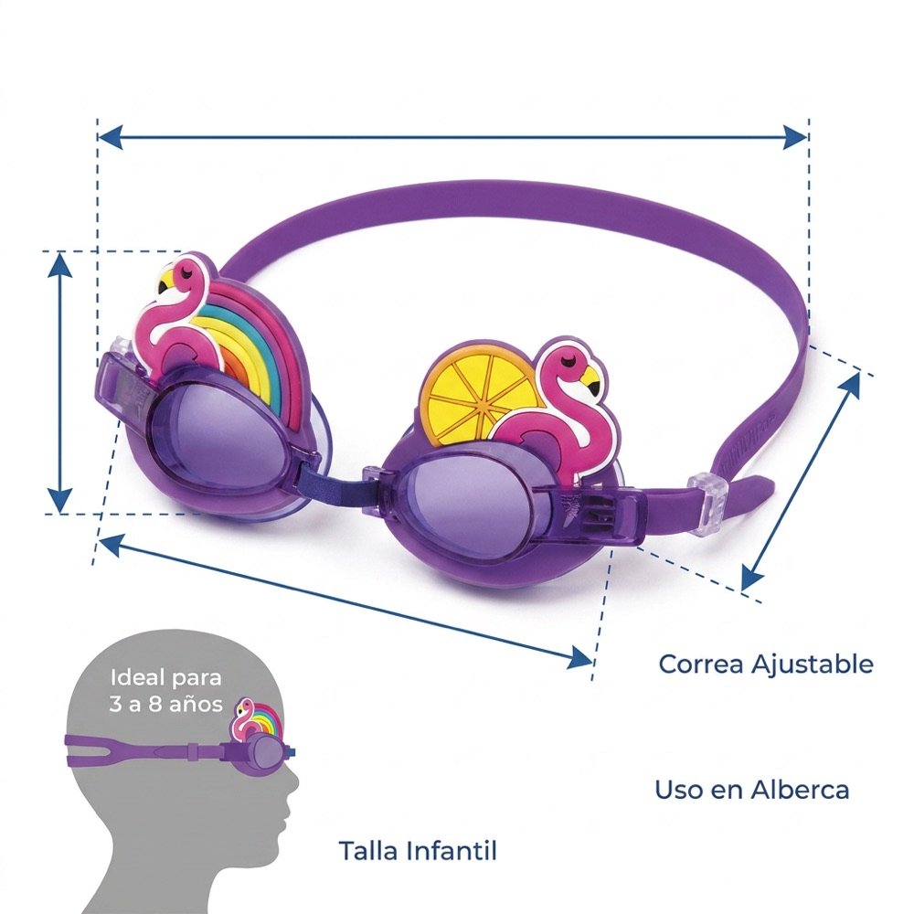 Goggles Infantiles Flamingo INTEX — dimensiones