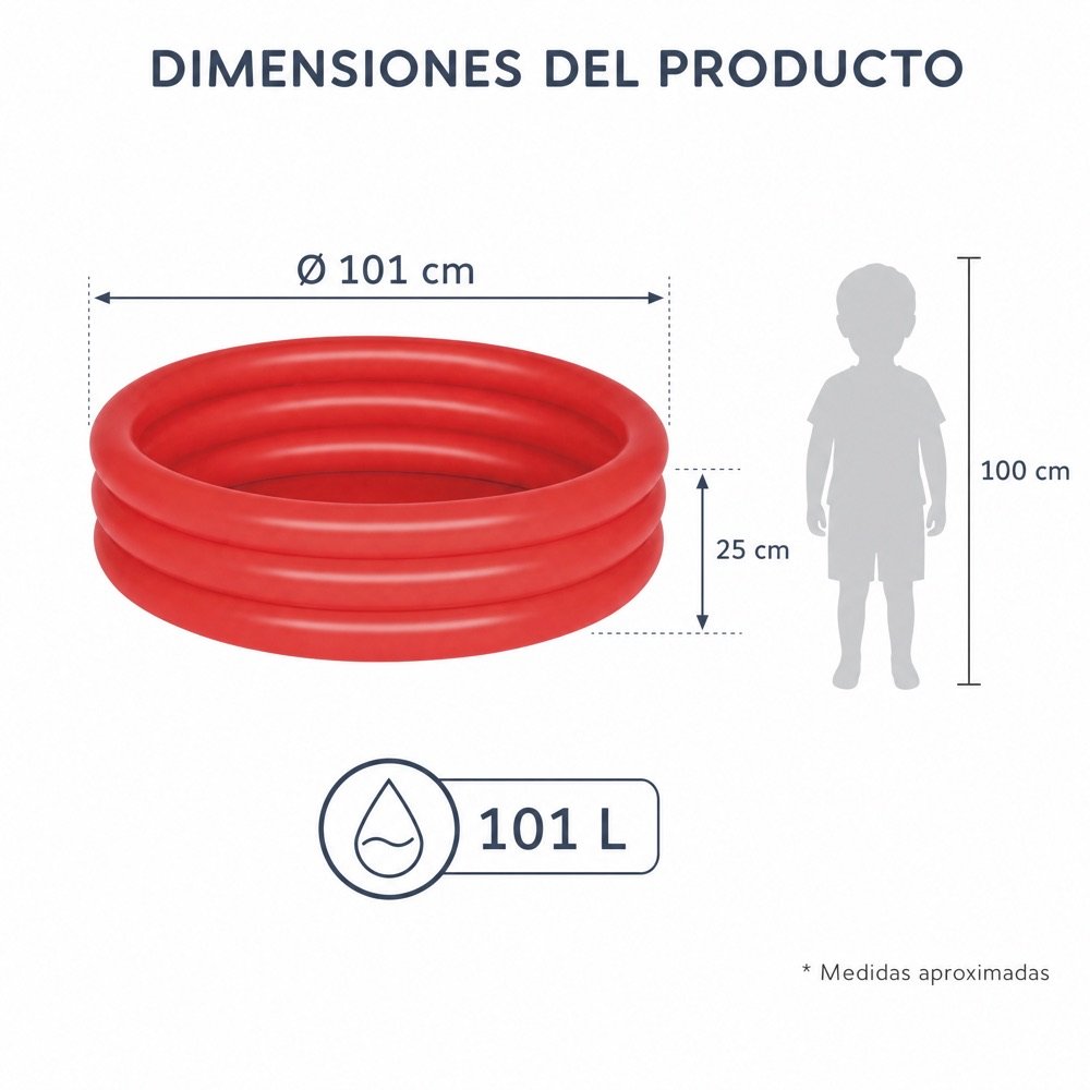 Alberca Inflable 3 Aros Bestway — dimensiones