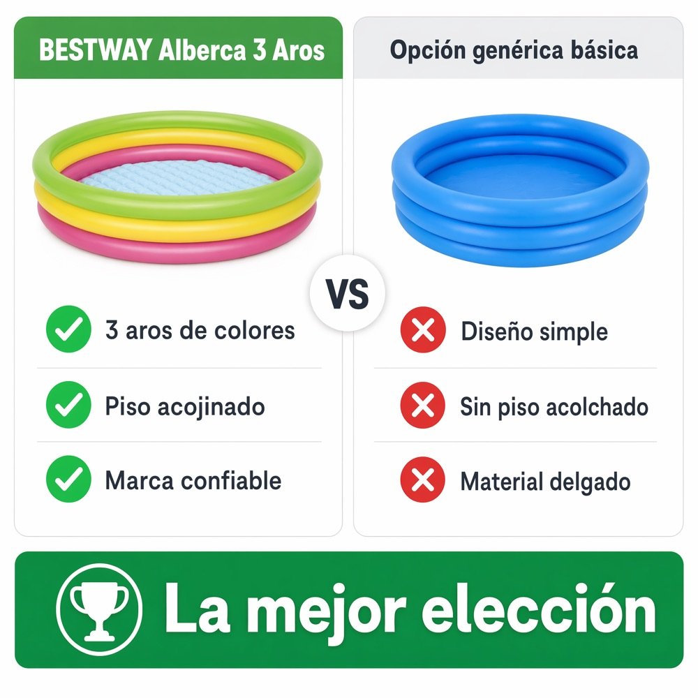 Alberca 3 Aros Colores 114cm Bestway — comparativo
