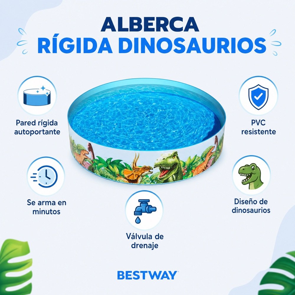 Alberca Rígida Dinosaurios 244cm Bestway — beneficios