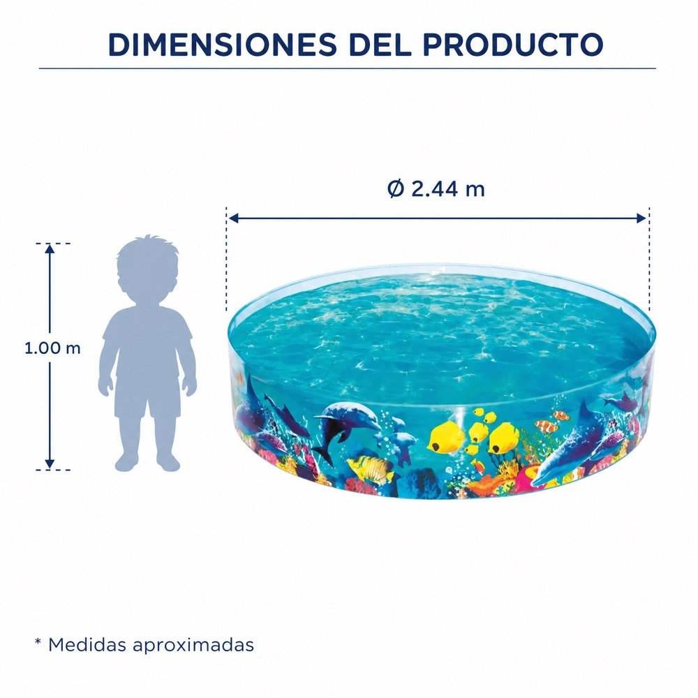 Alberca Rígida Marina 244cm Bestway — dimensiones