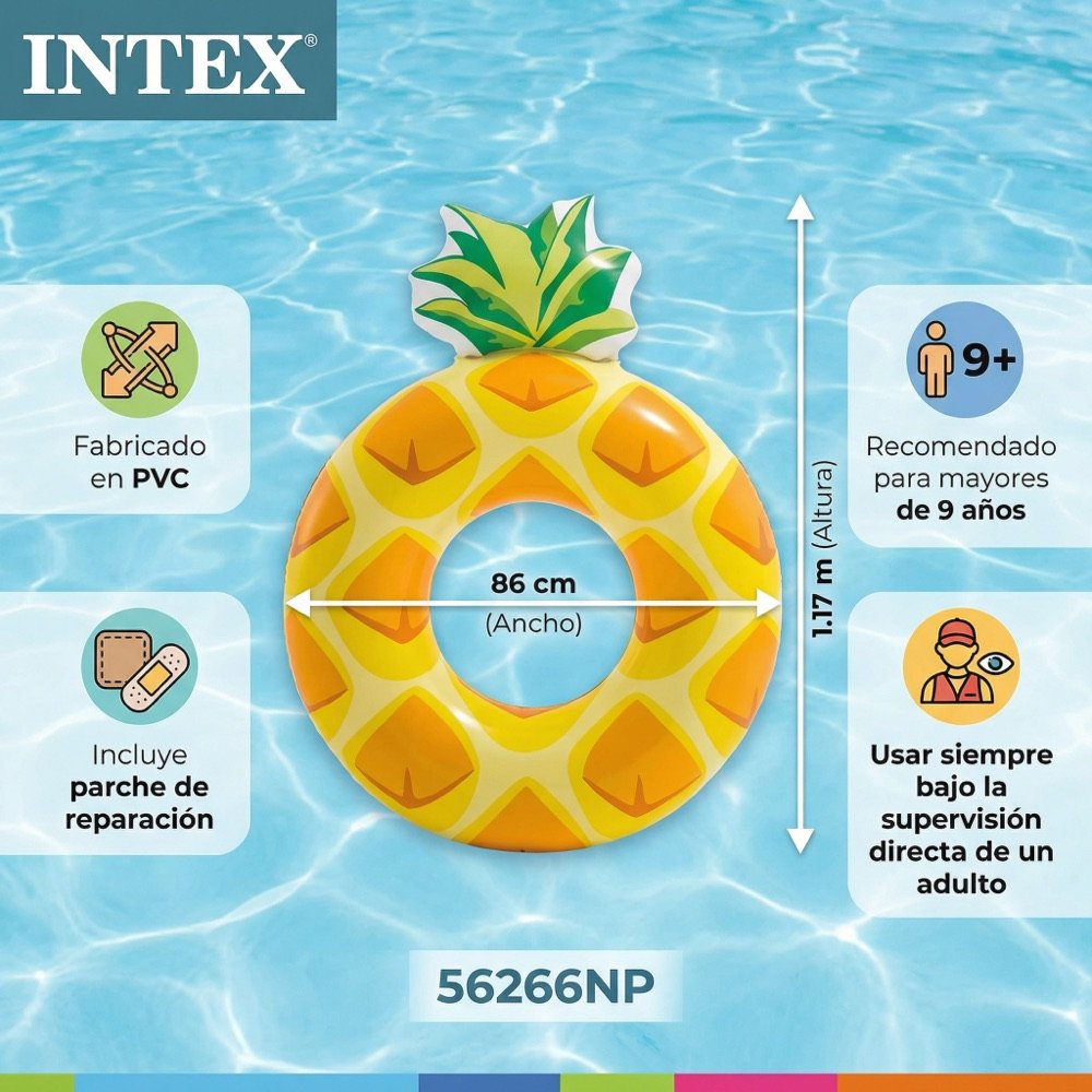 Salvavidas Piña 46x34 INTEX — dimensiones