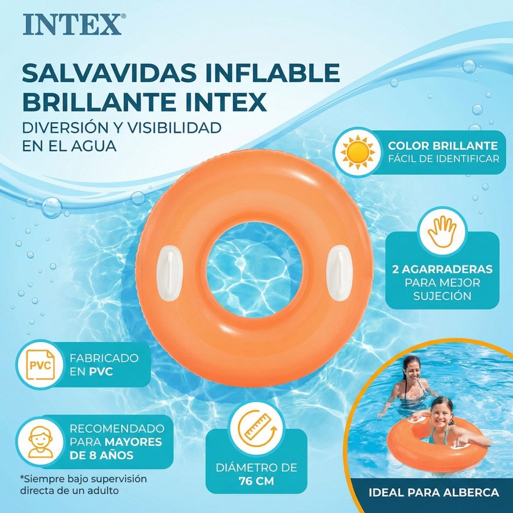 Aro Salvavidas Naranja 76cm INTEX — beneficios
