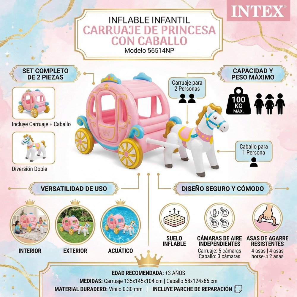 Carruaje Princesas INTEX — beneficios