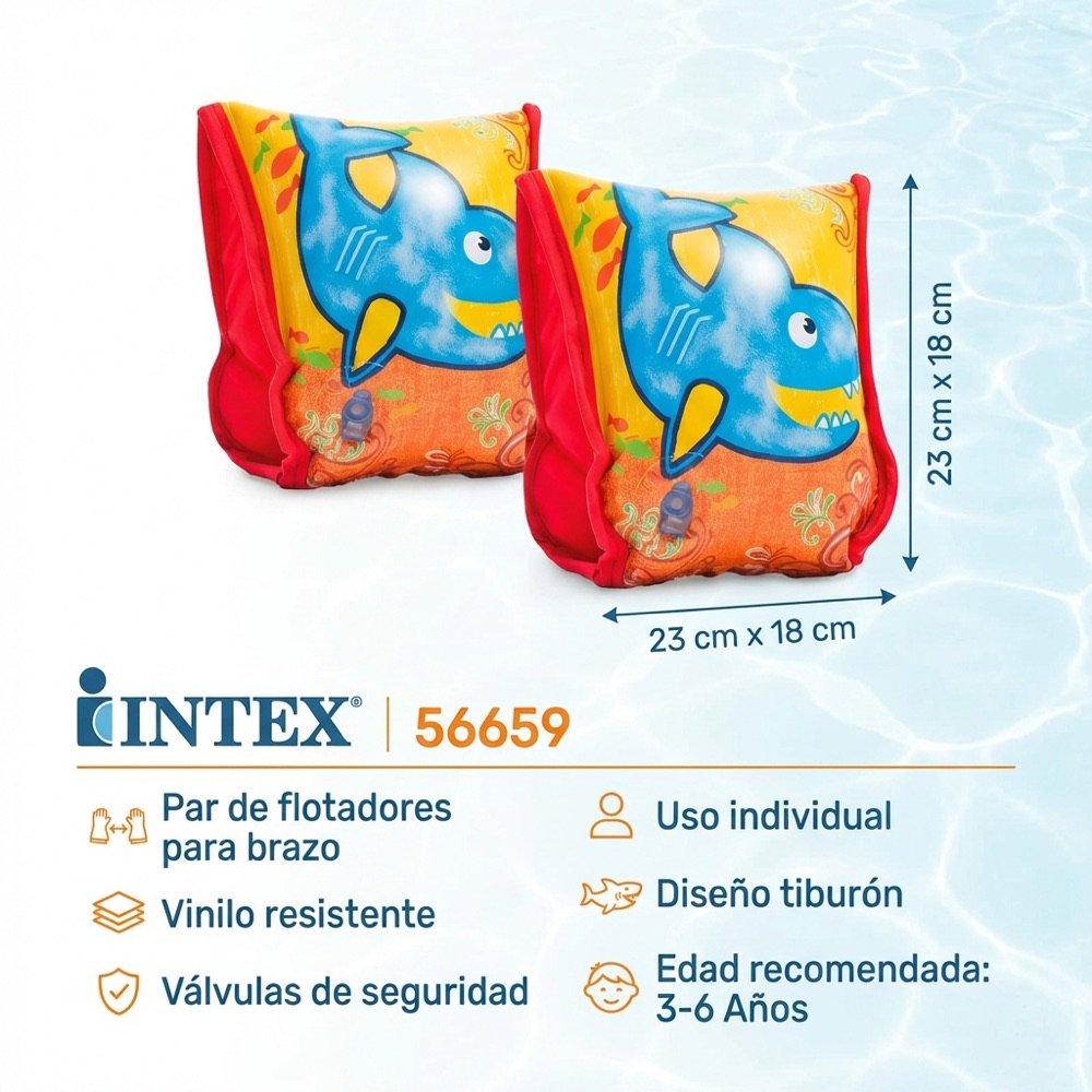 Brazaletes Tiburón Hombrera INTEX — dimensiones