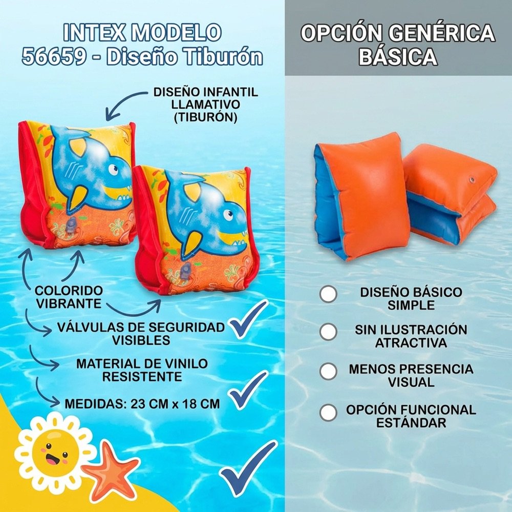 Brazaletes Tiburón Hombrera INTEX — comparativo