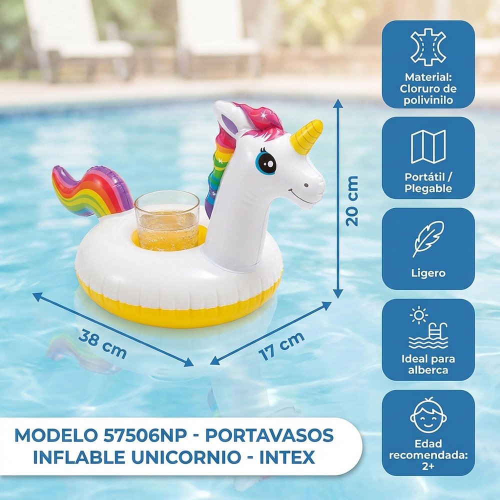 Portavasos Unicornio INTEX — dimensiones