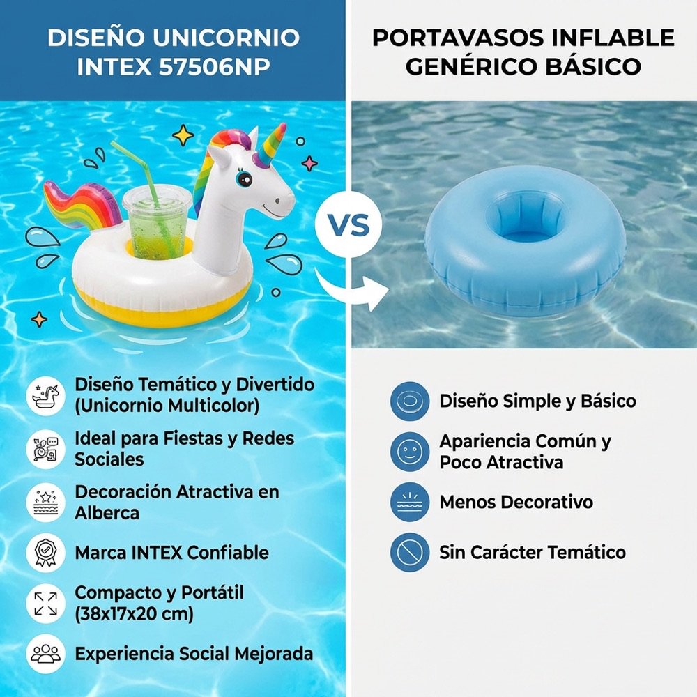 Portavasos Unicornio INTEX — comparativo