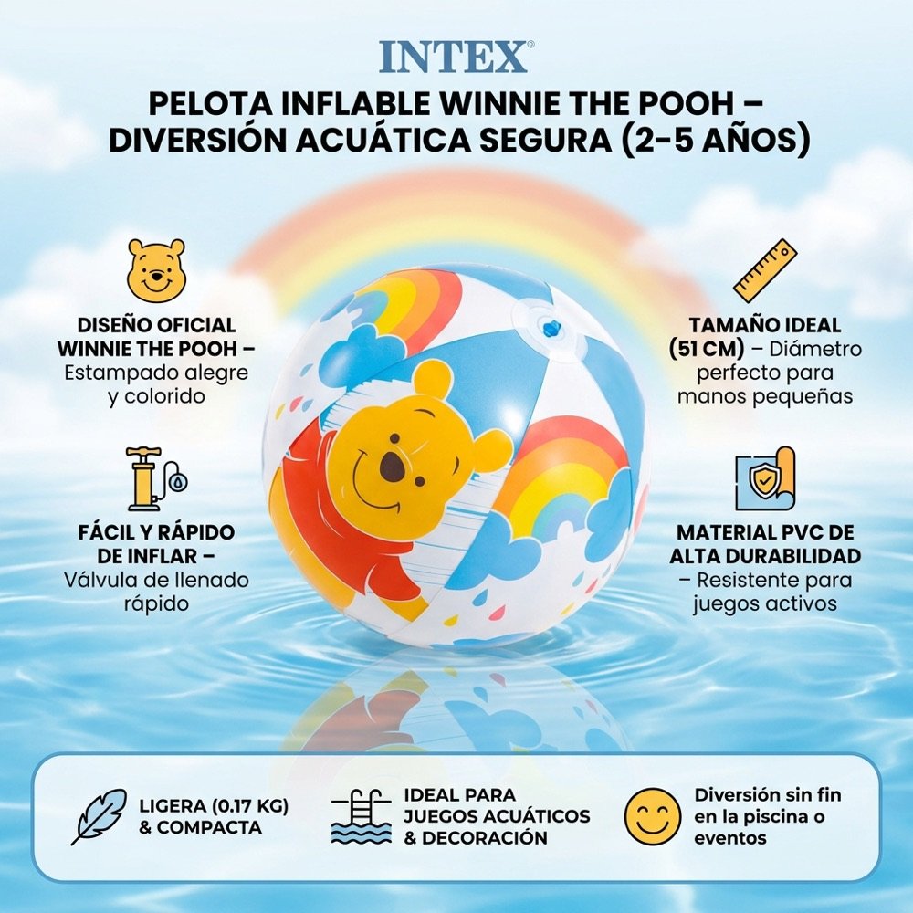 Pelota 20in Winnie Pooh INTEX — beneficios