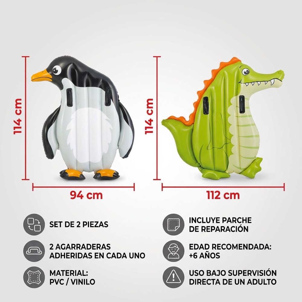Flotador Figura Animales Pinguino Cocodrilo INTEX — dimensiones