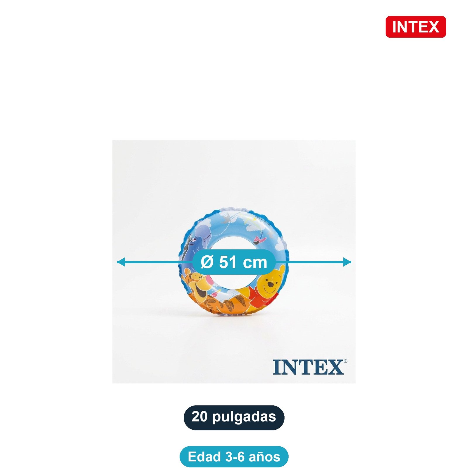 Salvavidas 20in Winnie Pooh INTEX — dimensiones