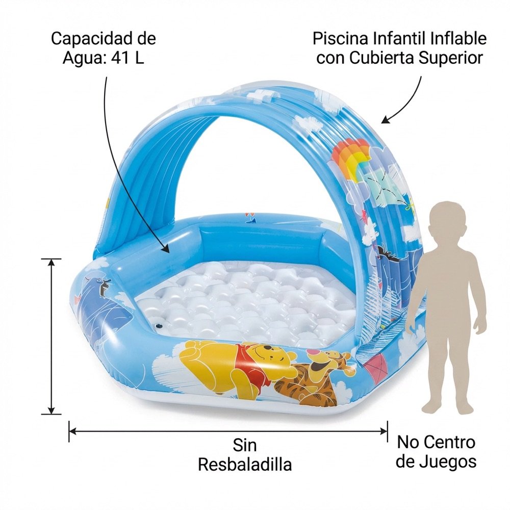 Alberca Winnie Pooh con Toldo INTEX — dimensiones