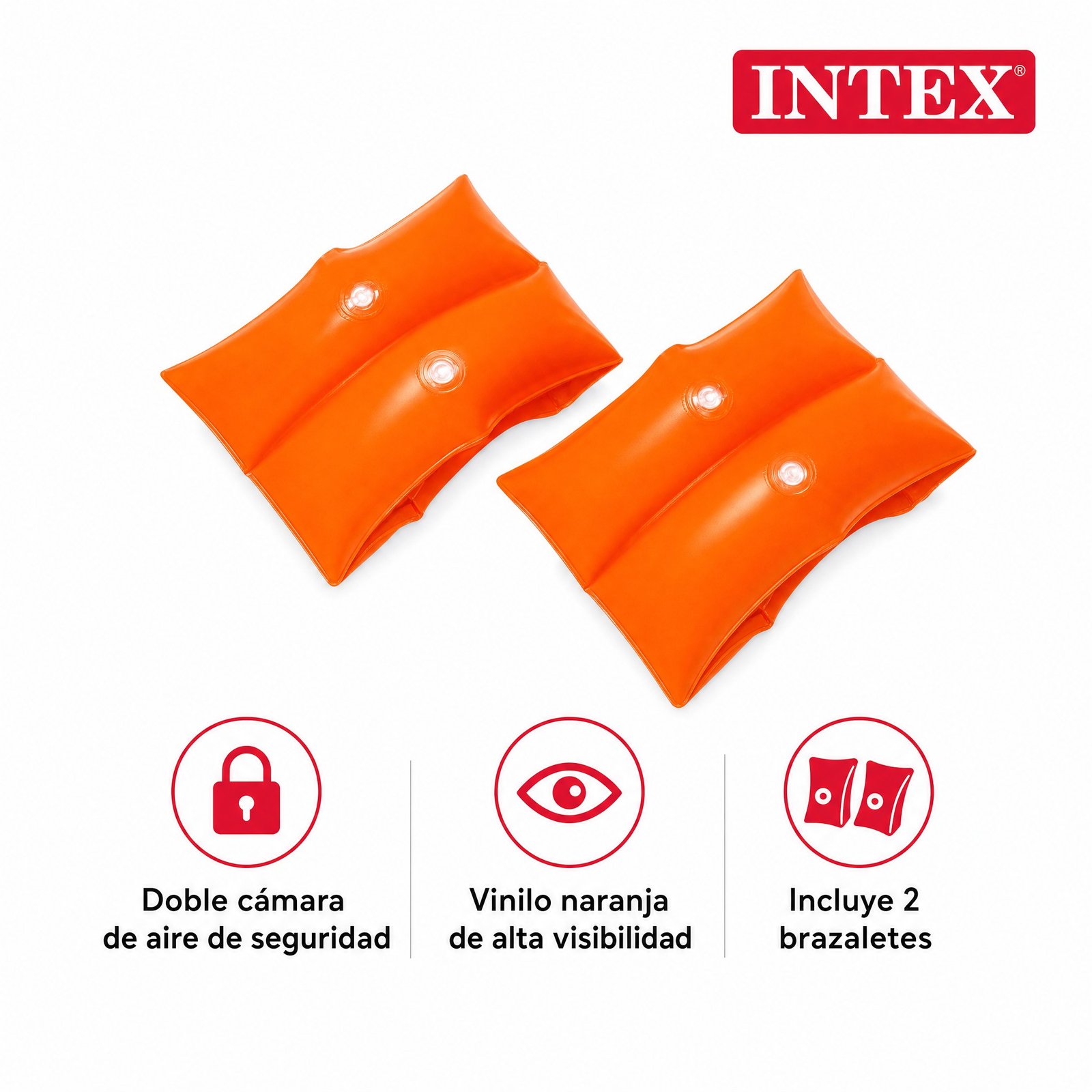 Brazaletes Naranja Grande INTEX — dimensiones
