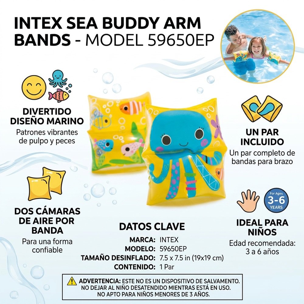 Brazaletes Pulpo Mar Sea Buddy INTEX — beneficios